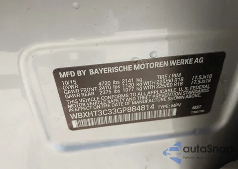 2016 BMW X1 xDrive28I из США, поврежденный, VIN WBXHT3C33GP884814